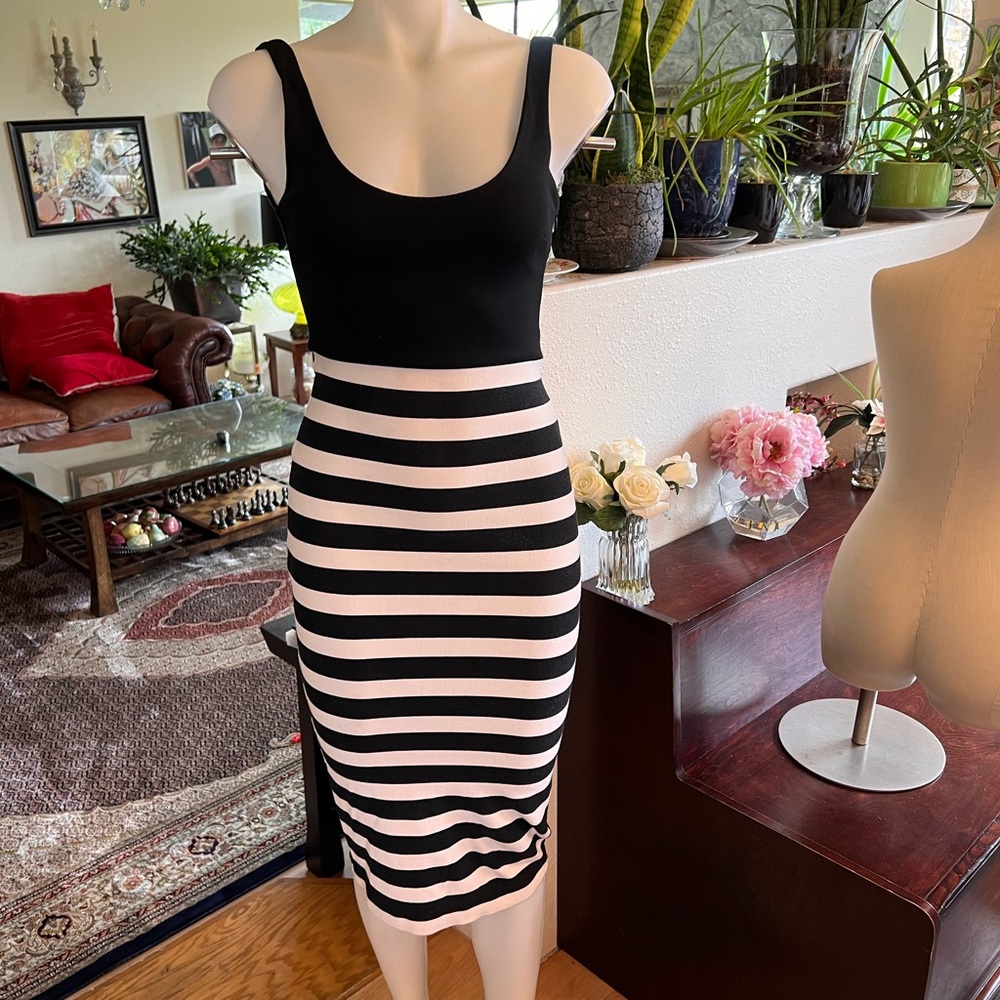 Black & white striped dress; size xs; great condition;